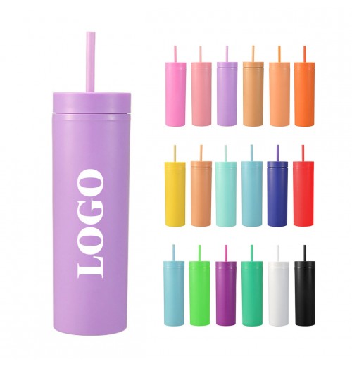 Custom Logo 16oz Plastic Skinny Tumbler Cups with Various Colors Stocked BPA Free 16 oz Plastic Water Cup with lid and Straw Custom Logo 16oz Plastic Skinny Tumbler Cups with Various Colors Stocked BPA Free 16 oz Plastic Water Cup with lid and Straw
