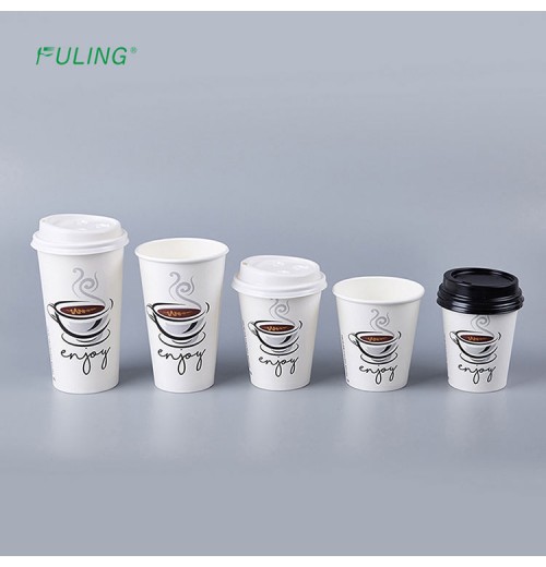 FULING 4oz 8oz 12oz 16oz custom logo disposable single wall hot drinking coffee paper cup with lid FULING 4oz 8oz 12oz 16oz custom logo disposable single wall hot drinking coffee paper cup with lid