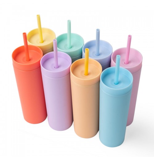 Hot Sale Colorful 16oz Tumbler BPA Free Bulk Double Wall Skinny Matte Tumbler Wholesale With Straw Lid Hot Sale Colorful 16oz Tumbler BPA Free Bulk Double Wall Skinny Matte Tumbler Wholesale With Straw Lid