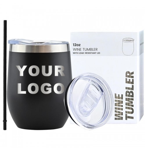 Custom logo powder coated 12 oz vacuum insulated stainless steel egg shape wine cups tumbler 12oz with sliding lid Custom logo powder coated 12 oz vacuum insulated stainless steel egg shape wine cups tumbler 12oz with sliding lid